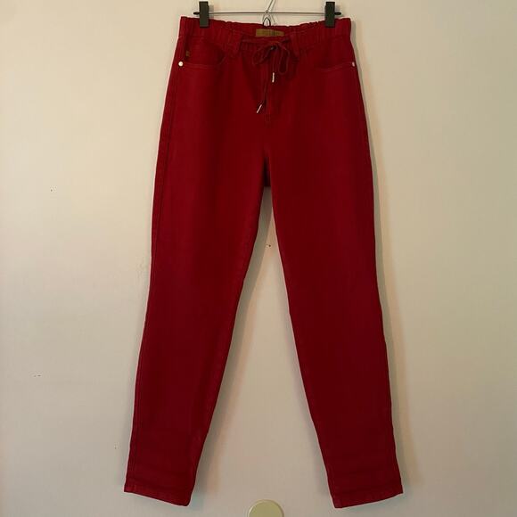 Judy Blue Women size 9 / 29 Garment Dyed Red Stretch Waist Straight Leg Joggers - Picture 2 of 13
